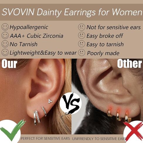 3 Pairs Gold Hoop Earrings Set for Women Dainty Stud Earrings 14K Gold/Silver Plated Hypoallergenic Earrings for Multiple Piercings Cartilage Stud Small Hoop Dainty Earrings Set in Saudi Arabia