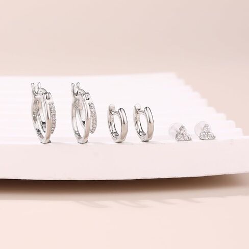 3 Pairs Gold Hoop Earrings Set for Women Dainty Stud Earrings 14K Gold/Silver Plated Hypoallergenic Earrings for Multiple Piercings Cartilage Stud Small Hoop Dainty Earrings Set in Saudi Arabia