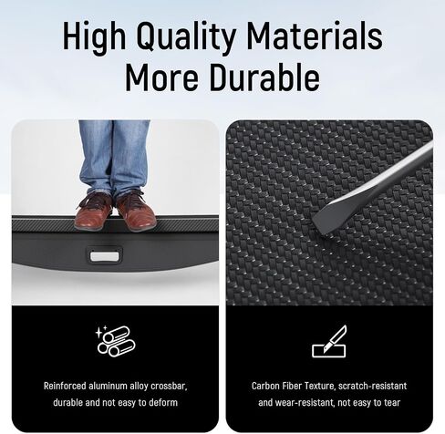 Cargo Cover Compatible with Jeep Grand Cherokee 2022-2025 (2 Row; WL) Accessories Carbon Fiber Texture Retractable Trunk Cover Security Shield Luggage Privacy (Carbon Fiber Texture) in Saudi Arabia