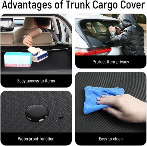 Cargo Cover Compatible with Jeep Grand Cherokee 2022-2025 (2 Row; WL) Accessories Carbon Fiber Texture Retractable Trunk Cover Security Shield Luggage Privacy (Carbon Fiber Texture) in Saudi Arabia