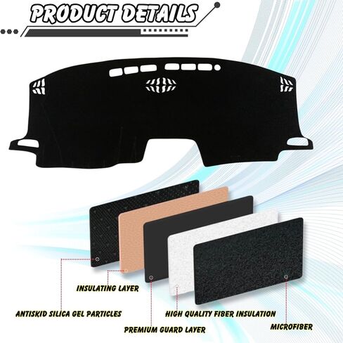 Non-Slip Dash Cover Dashboard Cover Mat Custom Fit Center Console Cover Sunshield Protector Pad Compatible with Toyota Sienna 2021 2022 2023 2024 Accessories Pad (Without HUD) (Black Trim) in Kuwait
