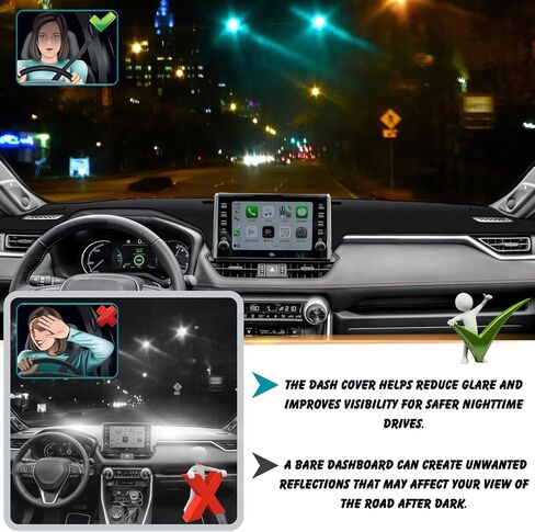 Non-Slip Dash Cover Dashboard Cover Mat Custom Fit Center Console Cover Sunshield Protector Pad Compatible with Toyota Sienna 2021 2022 2023 2024 Accessories Pad (Without HUD) (Black Trim) in Kuwait