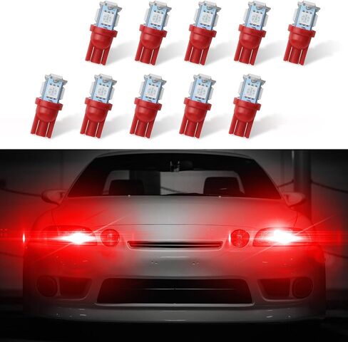 10PCS Car Interior LED Light Bulb, T10 5050 5SMD LED Car Bulb Kit, Super Bright Automotive Led Replacement Bulbs for Car Interior Dome Map Door Light License Plate Light DC 12V (Red) in Saudi Arabia