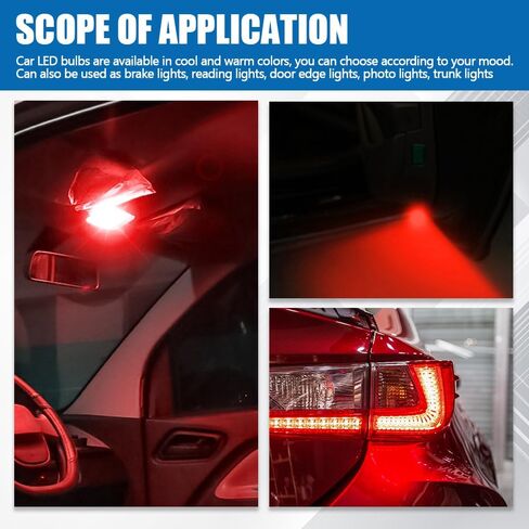 10PCS Car Interior LED Light Bulb, T10 5050 5SMD LED Car Bulb Kit, Super Bright Automotive Led Replacement Bulbs for Car Interior Dome Map Door Light License Plate Light DC 12V (Red) in Saudi Arabia