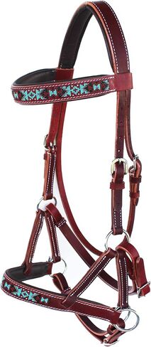 CHALLENGER Horse Western Leather Training Tack Bitless Sidepull Beaded Bridle Reins 77RS12TN in Saudi Arabia