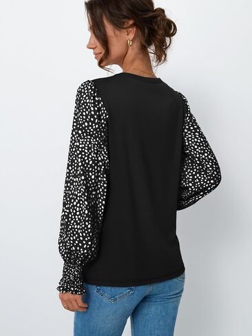 Dealmore Womens Tops Long Sleeve Blouse Dressy Casual T-Shirts Puff Cute Polka Dot Business Clothes 2025 Fall Winter Fashion in Saudi Arabia