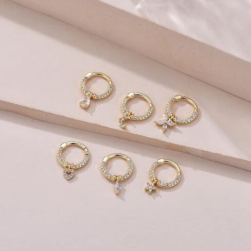 Staligue 16G Septum Clicker Rings Dangle septum jewelry for Women Stainless Steel Septum Clicker Hinged Segment Septum Rings Set Butterfly Star Moon Heart Cartilage Septum Piercing Jewelry in Saudi Arabia