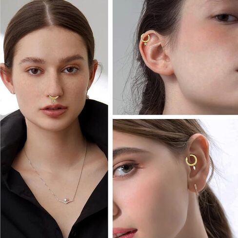 Staligue 16G Septum Clicker Rings Dangle septum jewelry for Women Stainless Steel Septum Clicker Hinged Segment Septum Rings Set Butterfly Star Moon Heart Cartilage Septum Piercing Jewelry in Saudi Arabia