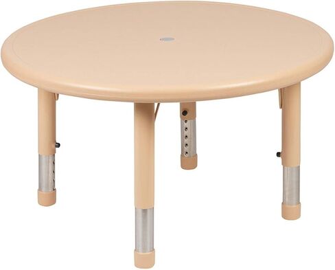 مجموعة طاولة أنشطة قابلة للتعديل بارتفاع 33 بوصة من البلاستيك الأزرق المستدير من Flash Furniture Emmy مع 4 كراسي in Saudi Arabia