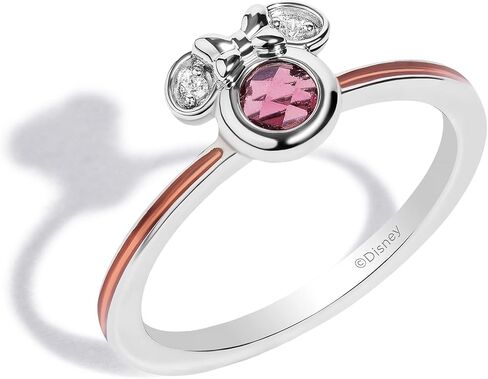 Jewelili Disney Jewels خاتم من الأحجار الكريمة والألماس المميز ميني المينا، من الفضة الاسترليني in Kuwait
