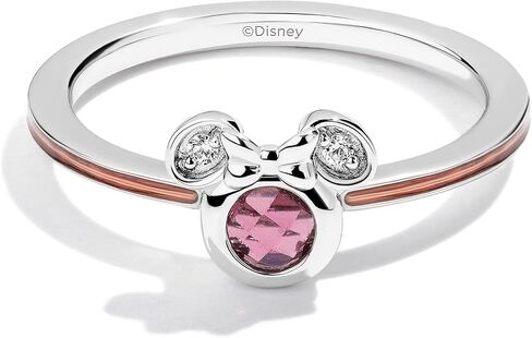 Jewelili Disney Jewels خاتم من الأحجار الكريمة والألماس المميز ميني المينا، من الفضة الاسترليني in Kuwait