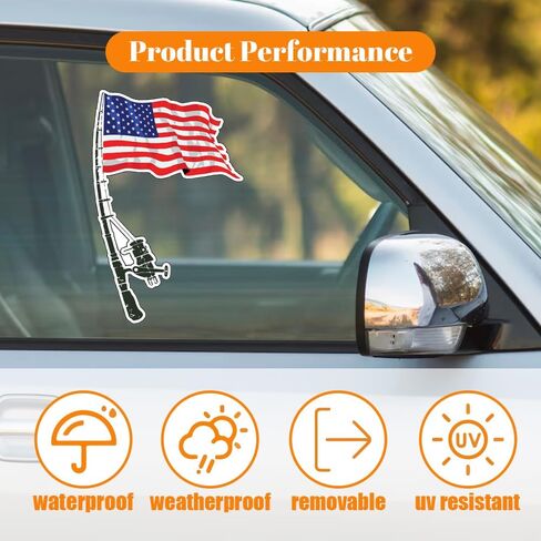 Fishing American Flag Sticker Bumper - Funny Car Auto Laptop Weatherproof Vinyl Decal, Patriotic Fishing Bumper Sticker in Saudi Arabia