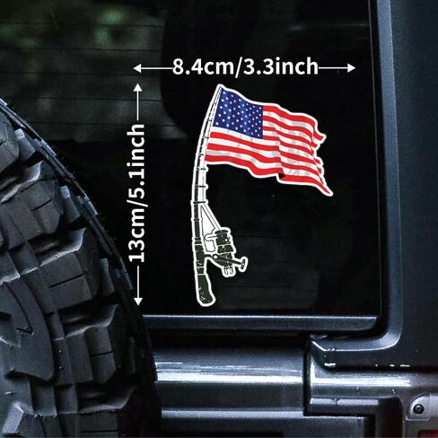 Fishing American Flag Sticker Bumper - Funny Car Auto Laptop Weatherproof Vinyl Decal, Patriotic Fishing Bumper Sticker in Saudi Arabia