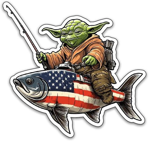 Fishing American Flag Sticker Bumper - Funny Car Auto Laptop Weatherproof Vinyl Decal, Patriotic Fishing Bumper Sticker in Saudi Arabia