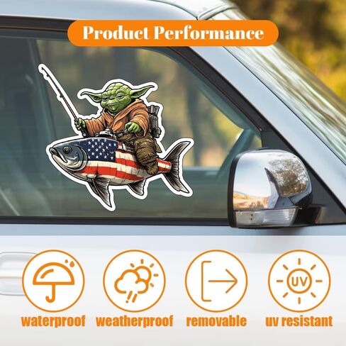 Fishing American Flag Sticker Bumper - Funny Car Auto Laptop Weatherproof Vinyl Decal, Patriotic Fishing Bumper Sticker in Saudi Arabia