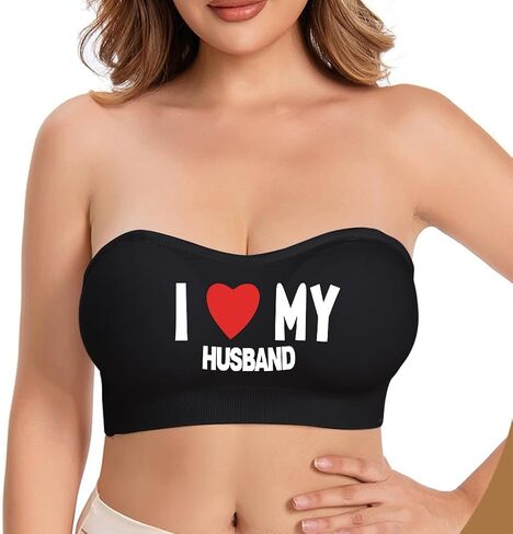Women's Strapless Bandeau Bra with Novelty Pattern Printing - Fun Non-Slip Silicone Wireless Tube Top Bra in Saudi Arabia