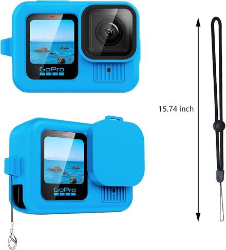 حافظة من السيليكون لهاتف Go Pro Hero 13 باللون الأسود، غطاء حماية ناعم من مطاط السيليكون مع غطاء العدسة وغطاء الحبل ومجموعة ملحقات لكاميرا الحركة السوداء Hero 13 (أسود) in Saudi Arabia