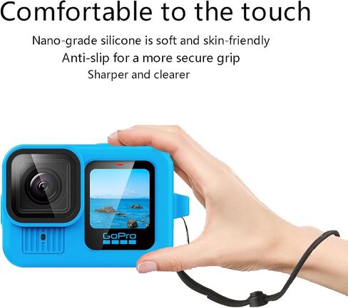 حافظة من السيليكون لهاتف Go Pro Hero 13 باللون الأسود، غطاء حماية ناعم من مطاط السيليكون مع غطاء العدسة وغطاء الحبل ومجموعة ملحقات لكاميرا الحركة السوداء Hero 13 (أسود) in Saudi Arabia
