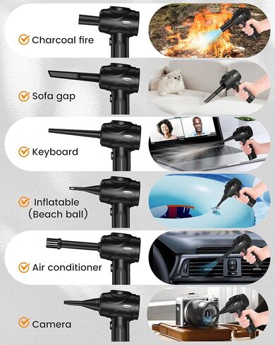 Electric Compressed Air Duster for Computers, 100000RPM Powerful Air Duster for PC/Keyboard/Car/Electronics,3 Power Speeds Air Blower With LED Light, Portable 8000mAh Rechargeable Cordless Dust Blower in Saudi Arabia