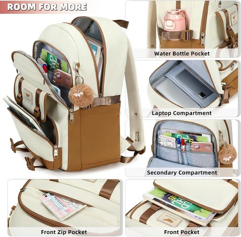 LXYGD Backpack for Girls,Laptop Backpacks 15.6 Inch School Bag Cute Backpacks for Women Students Aesthetic College Bookbag Travel Daypack (Beige Khaki) in Saudi Arabia
