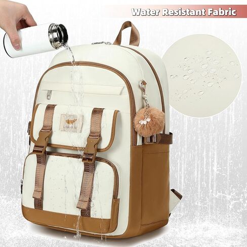 LXYGD Backpack for Girls,Laptop Backpacks 15.6 Inch School Bag Cute Backpacks for Women Students Aesthetic College Bookbag Travel Daypack (Beige Khaki) in Saudi Arabia