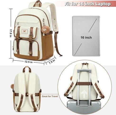 LXYGD Backpack for Girls,Laptop Backpacks 15.6 Inch School Bag Cute Backpacks for Women Students Aesthetic College Bookbag Travel Daypack (Beige Khaki) in Saudi Arabia
