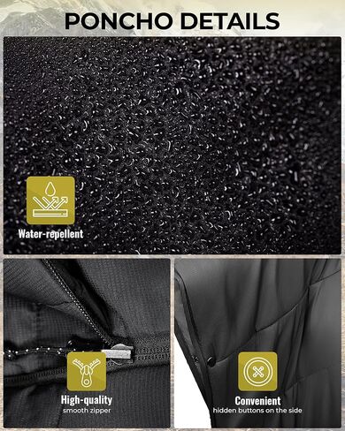 KingCamp Blanket Poncho Hooded Ultralight Water, Warm Camping Blanket Wearable Poncho Ultralight Compact, Camp Poncho Sleeping Bag, Green in Kuwait