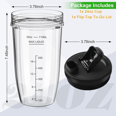 أكواب خلاط بديلة للنينجا، أكواب خلاط نينجا 24oz مع أغطية سهلة الاستخدام متوافقة مع Ninja BL450، BL456، BL480، BL2012، BL2013، BN401، BN751، BN801، SS101، SS151 (3 عبوات) in Kuwait