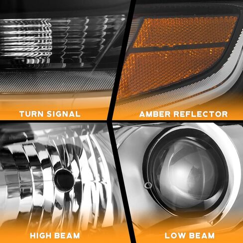Headlights for 2015-2020 Tahoe/Suburban, 2016-2019 Chevy 3500HD Halogen Type Headlamp Chrome Housing Amber Reflector Left+Right Side in Kuwait