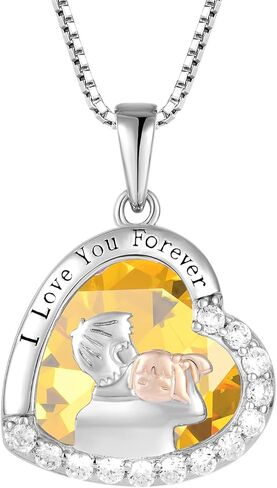 Father Daughter Necklace Dad Birthday Gifts from Daughter 925 Sterling Silver Love Heart Birthstone Necklace I Love You Forever Gifts for Sister from Brother Necklace Jewelry Anniversary to My Daughter for Mother's Day in Kuwait
