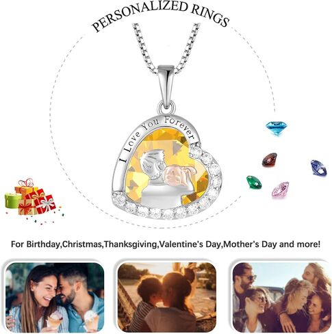 Father Daughter Necklace Dad Birthday Gifts from Daughter 925 Sterling Silver Love Heart Birthstone Necklace I Love You Forever Gifts for Sister from Brother Necklace Jewelry Anniversary to My Daughter for Mother's Day in Kuwait