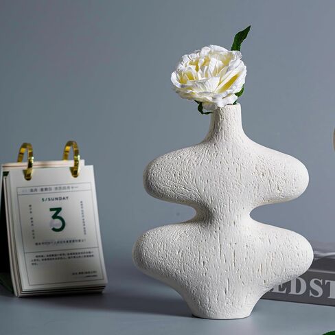 White Ceramic Vase for Modern Home Decor 7.8inch Matte Pottery Pampas Grass Vases, Aesthetic Flower Vase for Table Living Room Bedroom Kitchen Wedding Gift in Saudi Arabia
