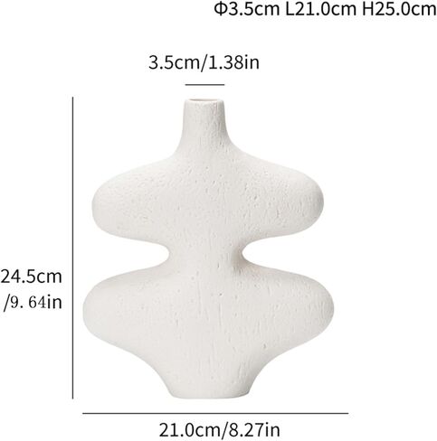 White Ceramic Vase for Modern Home Decor 7.8inch Matte Pottery Pampas Grass Vases, Aesthetic Flower Vase for Table Living Room Bedroom Kitchen Wedding Gift in Saudi Arabia