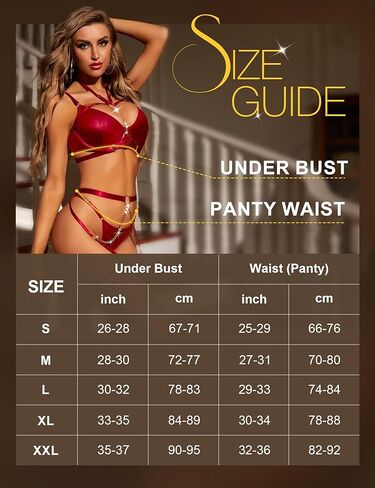 RSLOVE مجموعة الملابس الداخلية للنساء مثير Underwire 6 قطع مجموعات شقي Strappy سلسلة حمالة صدر ولباس داخلي مجموعة أحمر XX-Large in Kuwait