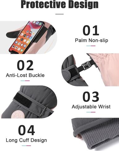 قفازات التزلج الشتوية للنساء من RIGWAR، قفازات مقاومة للماء تعمل باللمس ومضادة للانزلاق للطقس البارد للنساء in Kuwait