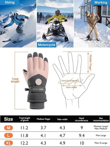 قفازات التزلج الشتوية للنساء من RIGWAR، قفازات مقاومة للماء تعمل باللمس ومضادة للانزلاق للطقس البارد للنساء in Kuwait