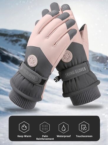 قفازات التزلج الشتوية للنساء من RIGWAR، قفازات مقاومة للماء تعمل باللمس ومضادة للانزلاق للطقس البارد للنساء in Kuwait