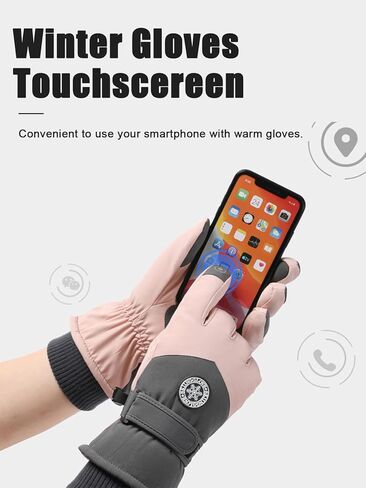 قفازات التزلج الشتوية للنساء من RIGWAR، قفازات مقاومة للماء تعمل باللمس ومضادة للانزلاق للطقس البارد للنساء in Kuwait