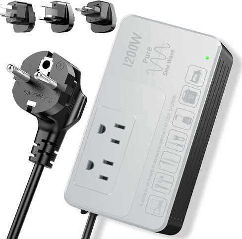 1300Watt Voltage Converter 220V to 110V for Any American Appliances Such as Hair Dryer, Straightener, Coffee Maker, Surge Protection, High Power Step Down Converter US to EU/UK/AU/Asia in Kuwait