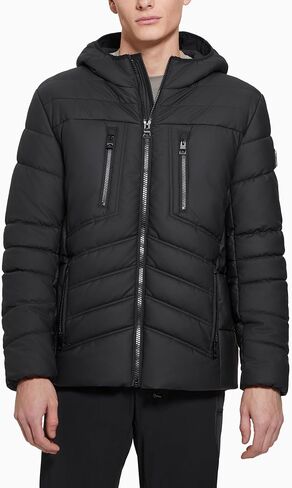 GUESS Men's Leo Tech Quilted Hooded Jacket in Saudi Arabia