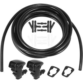 ACROPIX Front Windshield Washer Hose Kit Fit for Jeep Grand Cherokee with 3 Meter Washer Fluid Hose 12 Pcs Hose Connectors - Pack of 15 Black