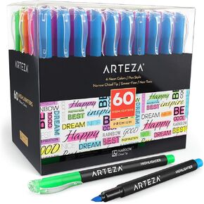 ARTEZA Highlighters Set of 30, Narrow Chisel Tip, Bulk Pack of Markers in 6 Assorted Neon Colors, Office and School Supplies, Note Taking, Planner