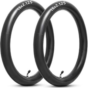 Heavy Duty 16x2.125 Thick Butyl Inner Tube, 16 Inch Bike Tube with CR202 Bent Valve Stem Compatible with Most 16x1.75 16x1.95 16x1.75/2.125 Electric Bicycle Bike Motorcycle and Most Kids Bikes 2Pcs