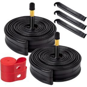 2 Pcs 700C Bike Tubes 700 x 28/32C AV48 Schrader Valve Plus 2 Rim Strips Compatible with 700 x 28C 700 x 30C 700 x 31C 700 x 32C Bike Bicycle Tire Tubes