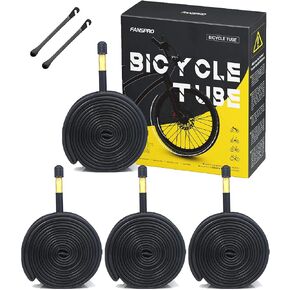 4 Pack of 26 Inch Bike Tube 26x1.75 26x1.95 26x2.10 26x2.125 Heavy Duty Bicycle Tube with 2 Tire Levers,48mm Schrader Valve Premium Quality Butyl Inner Tube