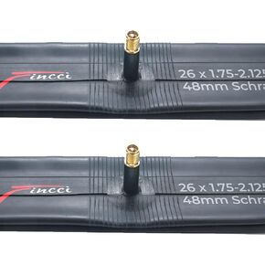 Fincci Pair Bike Inner Tube 26 x 1.75-2.125 Inch 48mm Schrader Valve Inner Tubes for Mountain MTB Bicycle - Compatible Sizes: 1.75/1.85 1.95/2.0/2.10/2.125