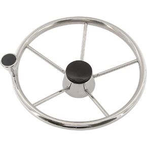 NovelBee 5 Spoke Dia.11" Stainless Steel Boat Steering Wheel with Control Knob and Cap