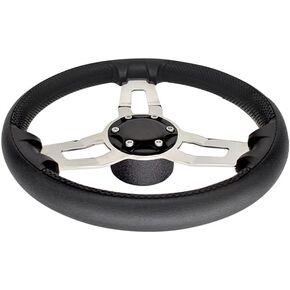 13.5'' Anti-Slip PU Foam Cover Steering Wheel, Mojiate Stainless Steel Steering Wheel, Marine Steering System with Aluminum Mounting Base for Boats, Yachts, Pontoon Boats and More