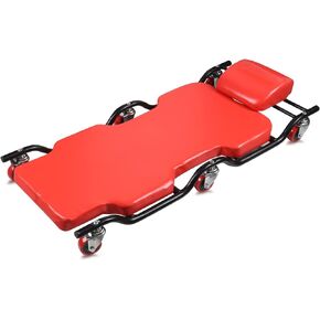 BESTOOL 44'' Heavy-Duty Garage Creeper with 6 Sturdy Casters, Metal Frame Mechanic Creeper, Low Profile Design with Headrest