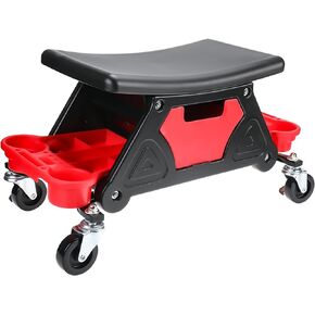 Toolly Rolling Mechanic Stool, 300 Lbs Capacity Detailing Garage Roller Chair Creeper Seat with Pull Out Storage Drawer for Brake Jobs, Car Detailing, Cleaning
